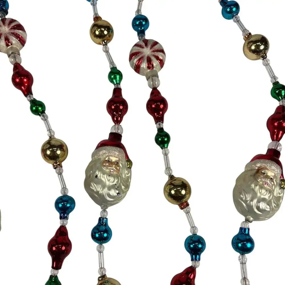 Thomas Pacconi 104” Santa & Peppermint Blown Mercury Glass Christmas Garland